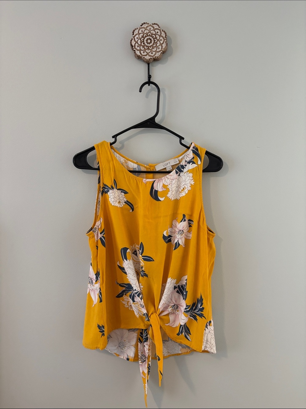 LOFT Yellow Floral Tie-Front Camisole